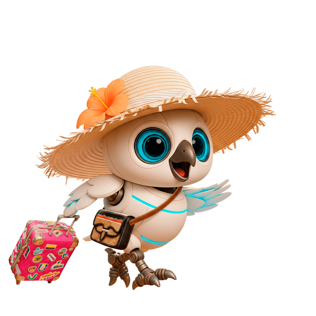 Mascota Safetrip con equipaje